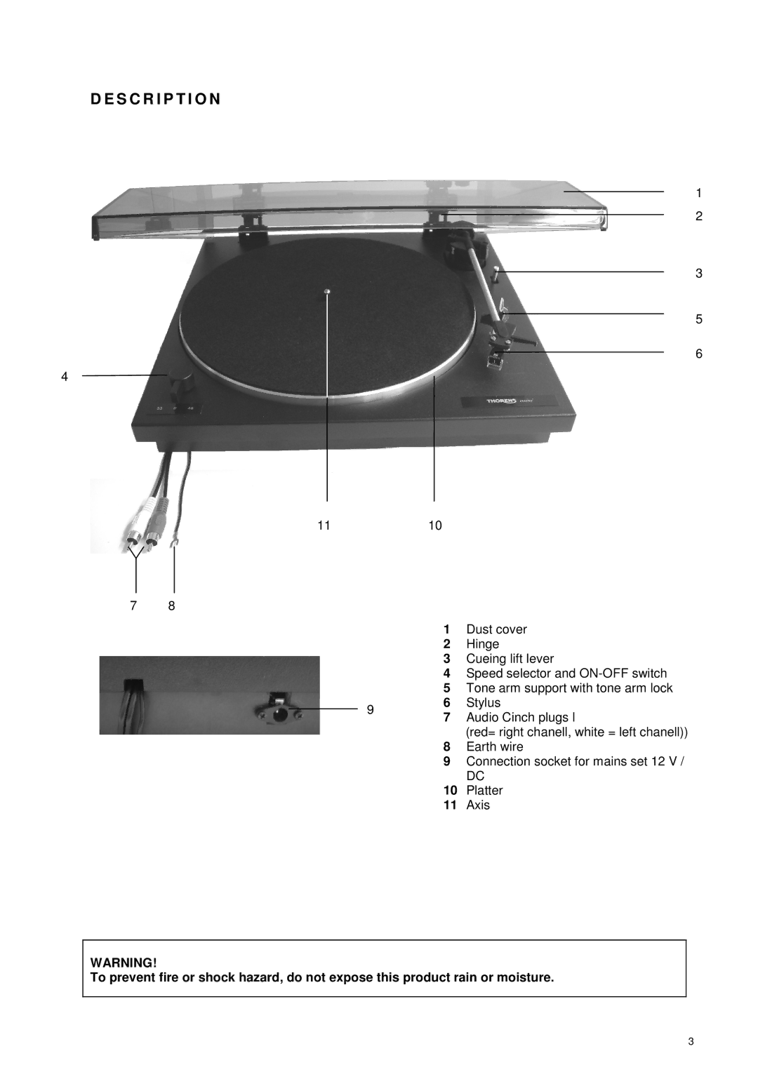 THORENS 653-068 manual S C R I P T I O N 