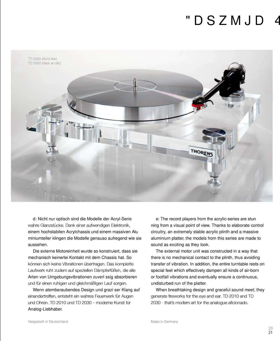 THORENS MM001 manual Acrylic-Series 