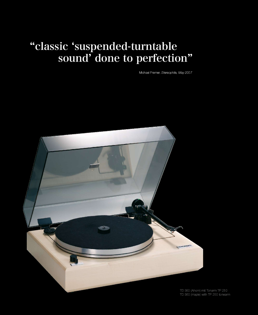 THORENS MM001 manual Classic ‘suspended-turntable sound’ done to perfection 