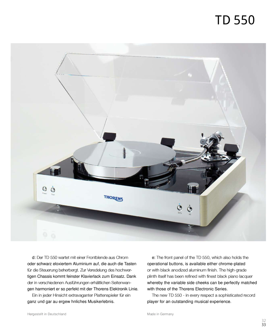 THORENS MM001 manual Hergestellt in Deutschland 