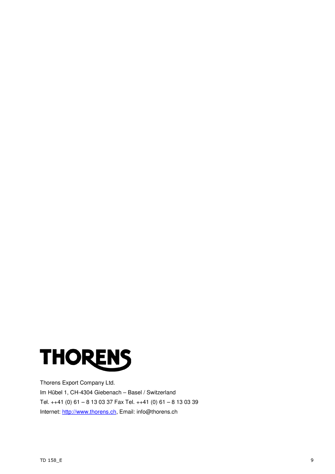 THORENS manual TD158E 