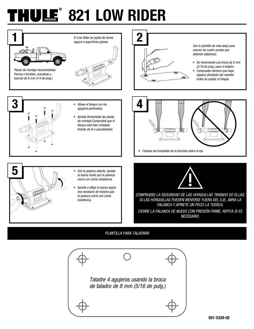 Thule 821 manual Palanca Y Apriete UN Poco LA Tuerca 