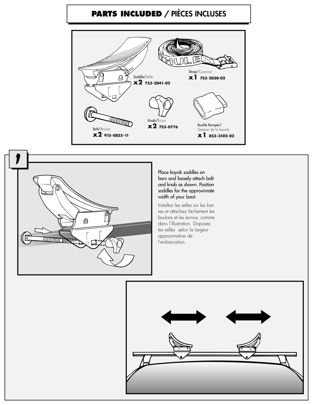 Thule 876 installation instructions Parts Included / Pièces Incluses 