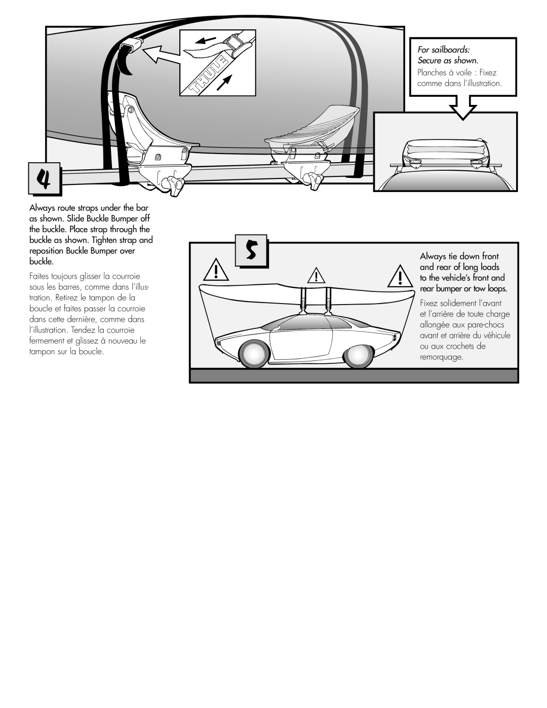 Thule 876 installation instructions For sailboards Secure as shown 
