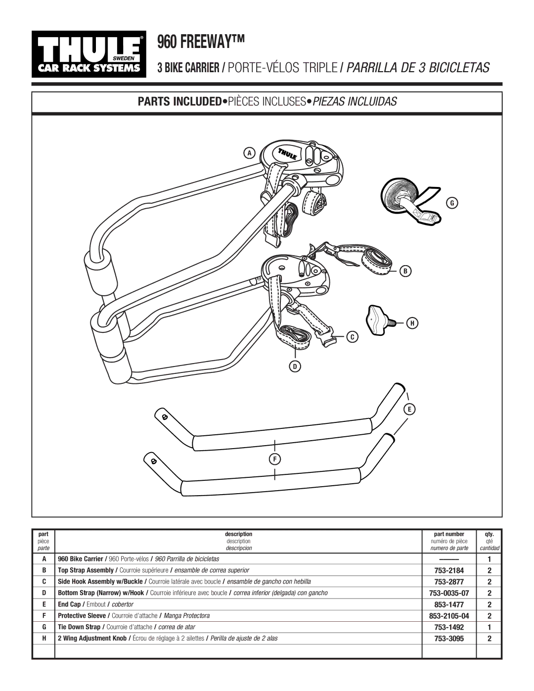 Thule 960 Freeway manual 