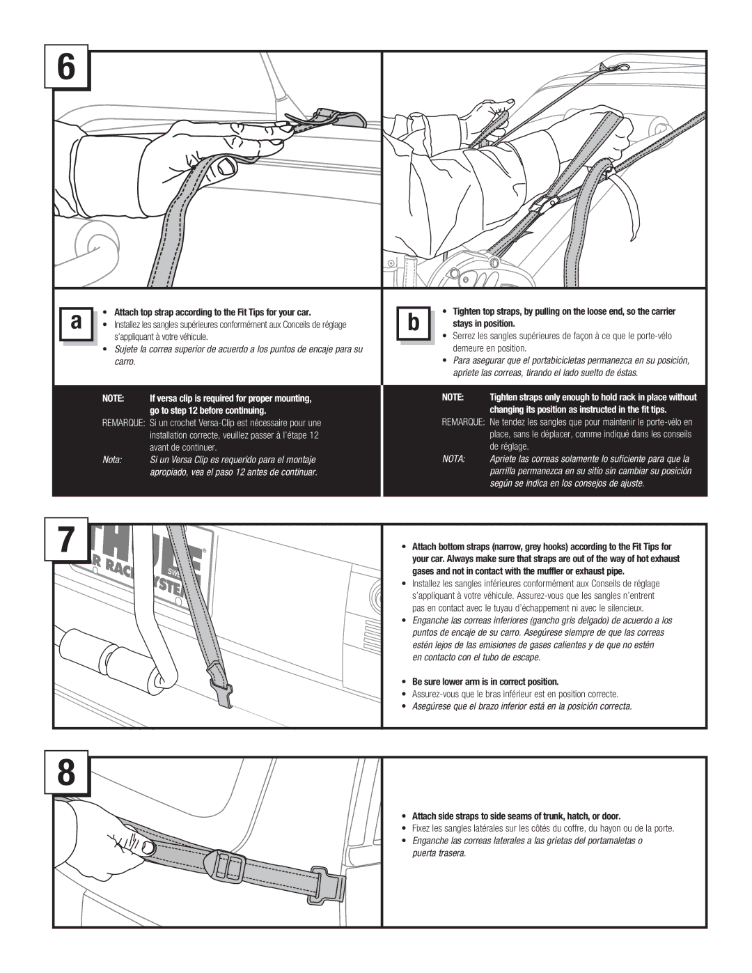 Thule 960 Freeway manual Nota 