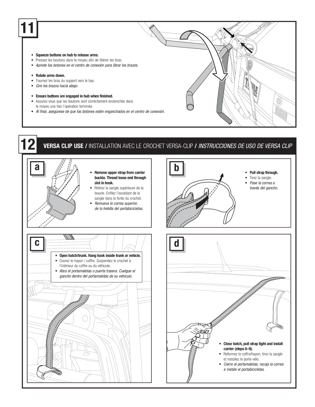 Thule 960 Freeway manual Pull strap through Tirez la sangle 