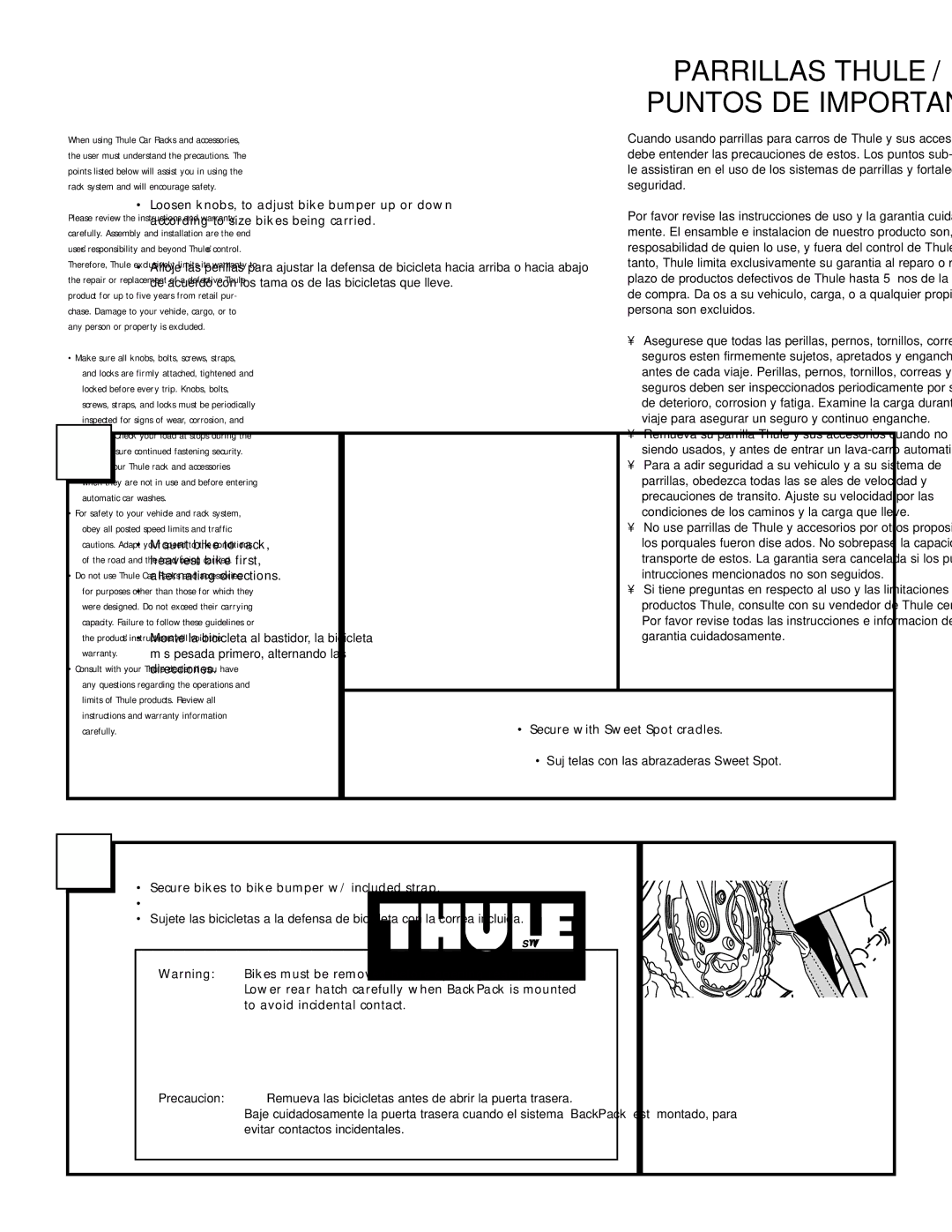 Thule 966, 965 manual Design et qualité Thule Suède, Made in Poland FOR/AUX ETC Thule INC 