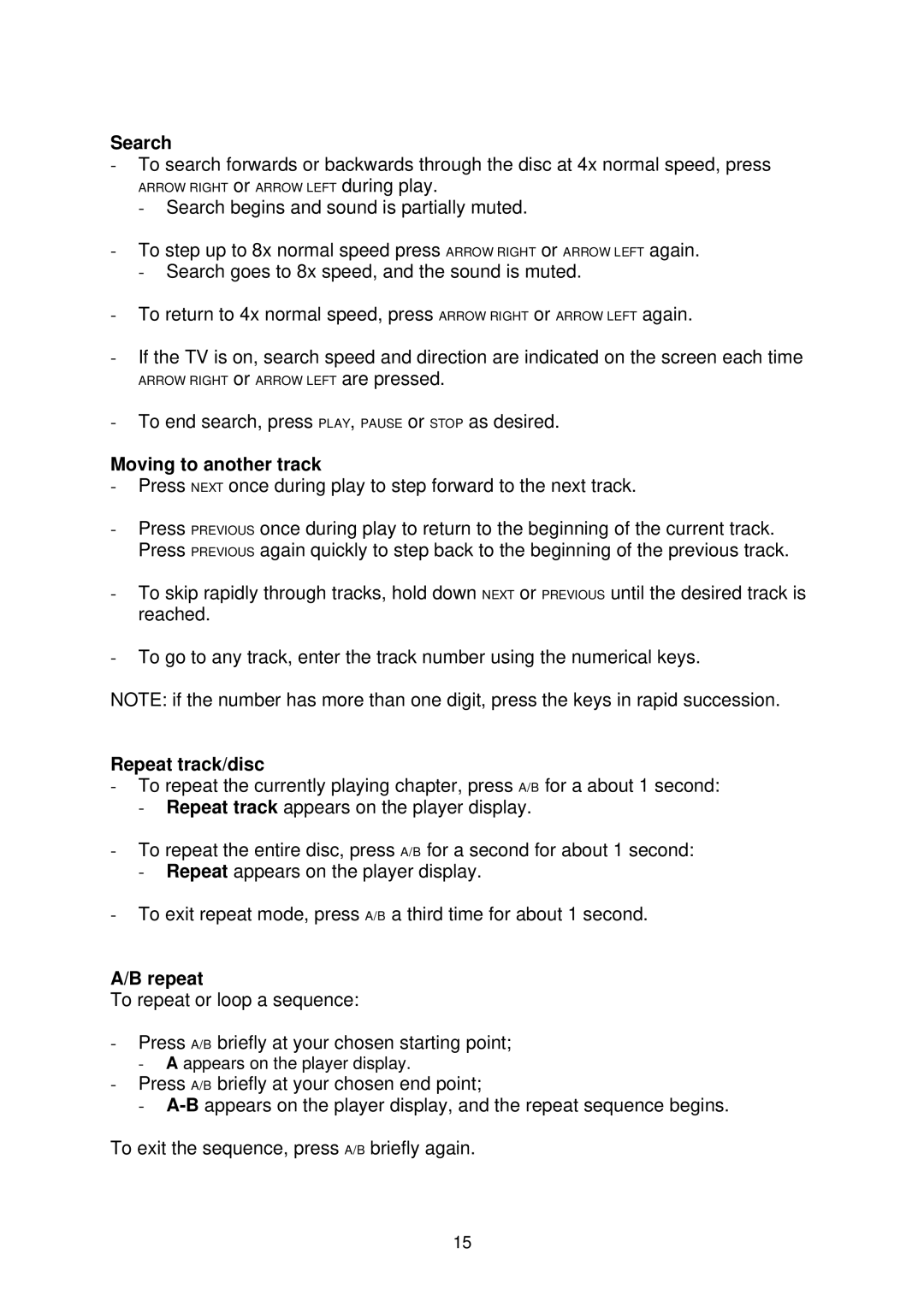 Thule DVD250/DVD250B owner manual Moving to another track, Repeat track/disc 