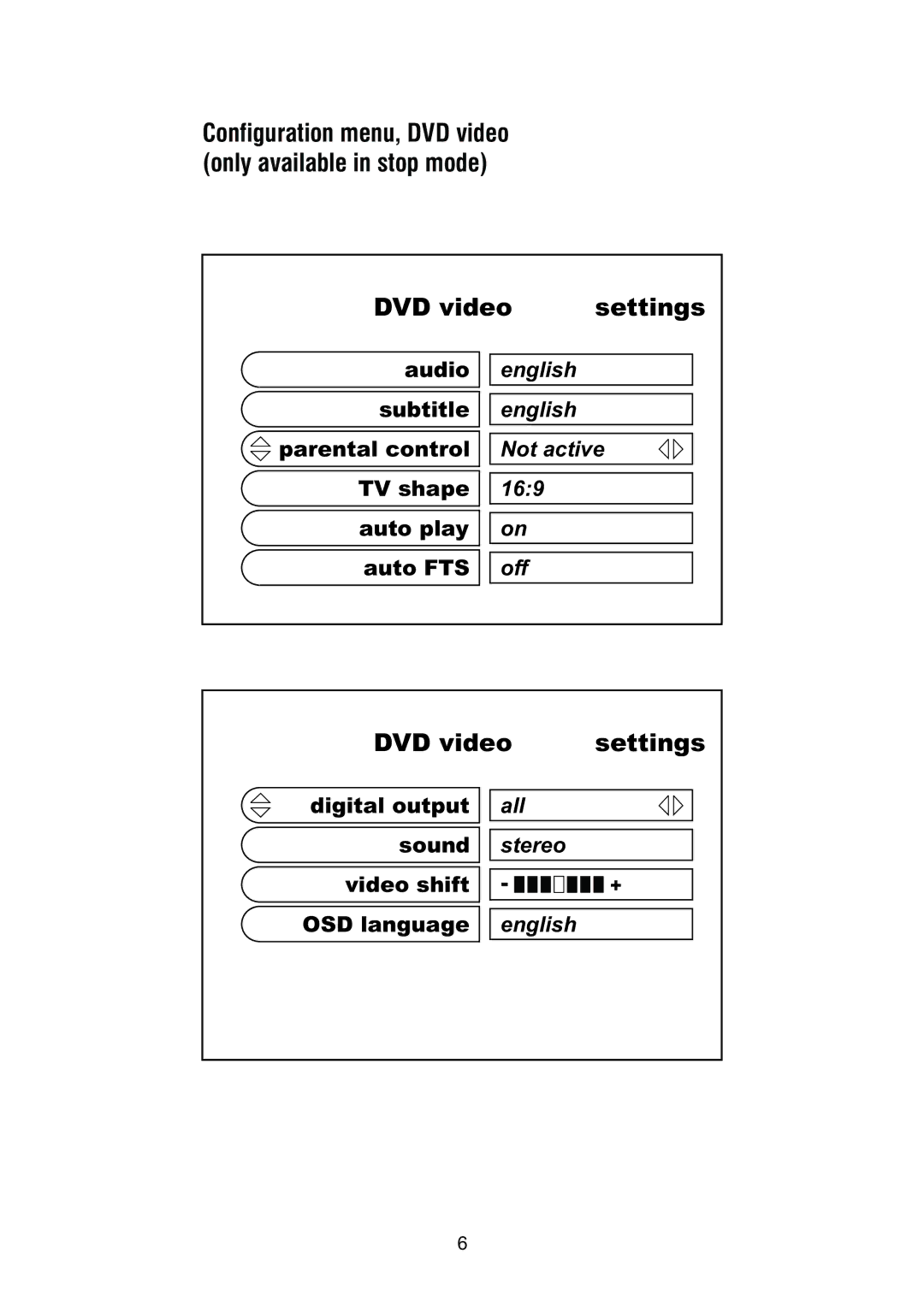 Thule DVD250/DVD250B owner manual DVD video Settings 