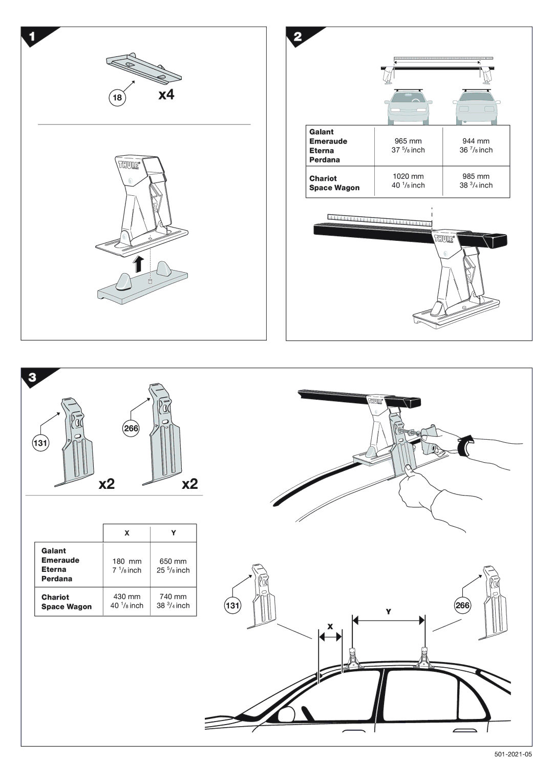 Thule Kit 2021 owner manual Galant Emeraude, Eterna, Perdana Chariot, Space Wagon 