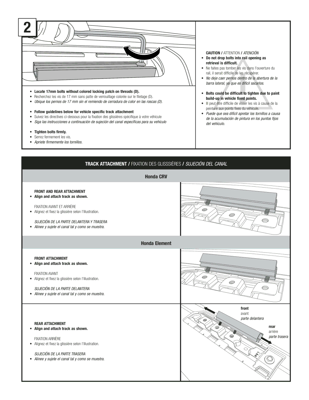 Thule TK8, TK9 manual Front and Rear Attachment, Front Attachment 