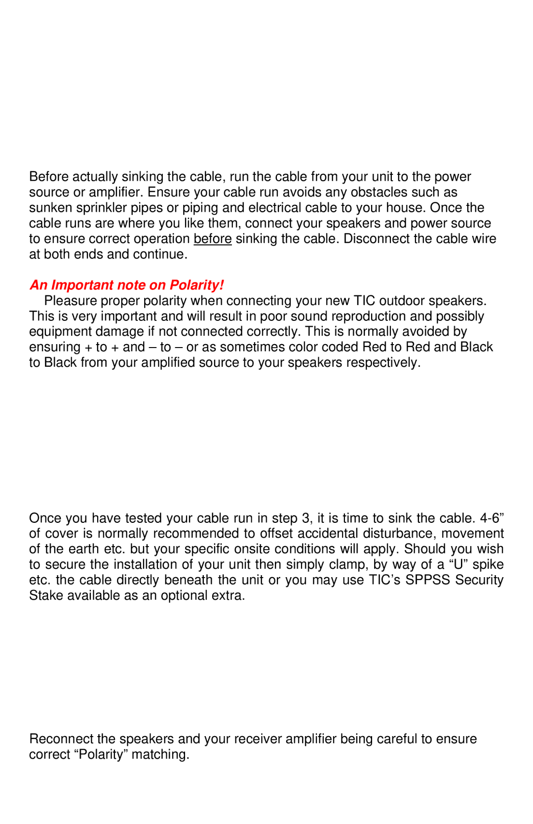 TIC TFS14, TFS15 manual An Important note on Polarity 