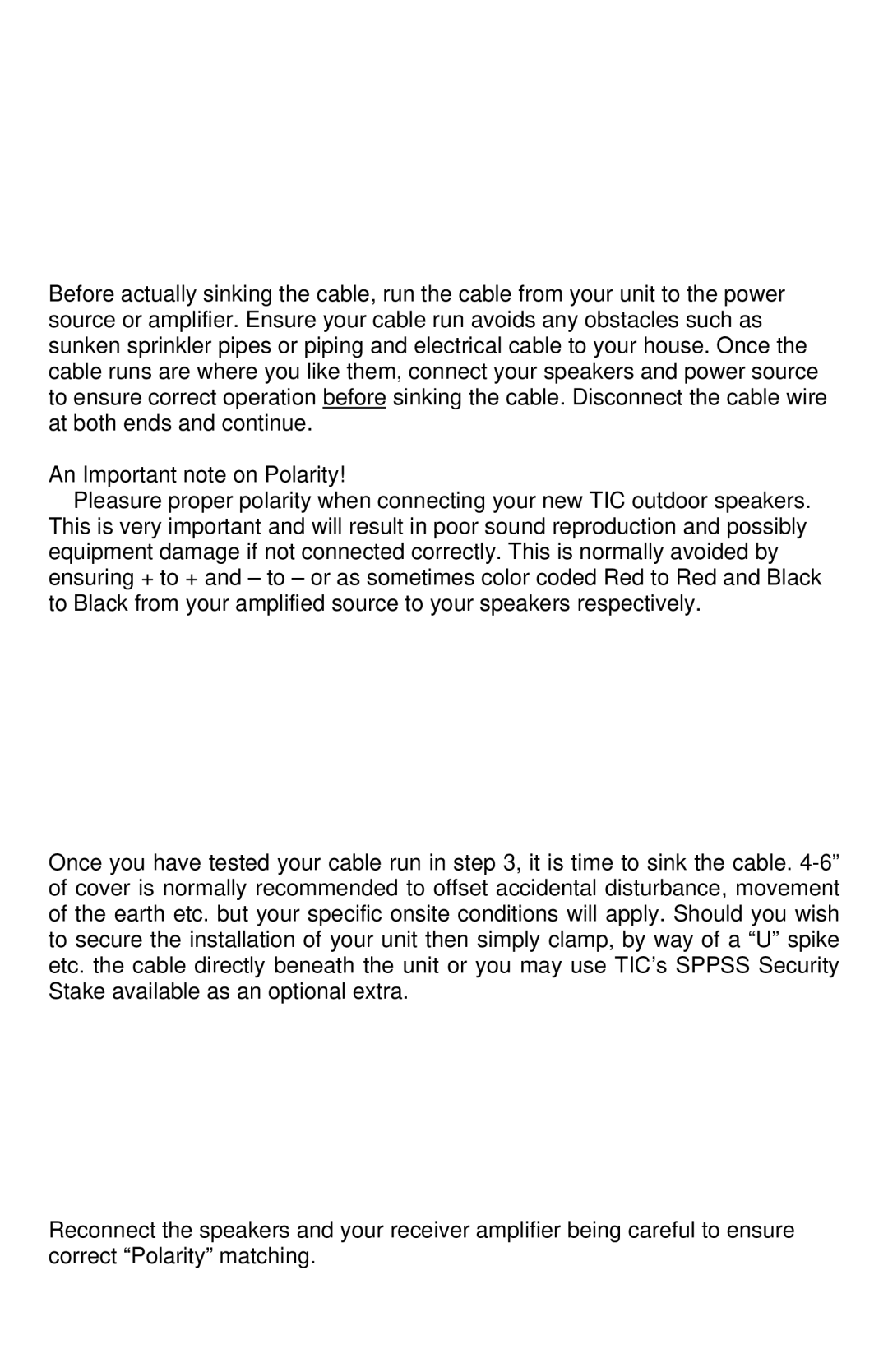 TIC TFS5, TFS0 manual An Important note on Polarity 