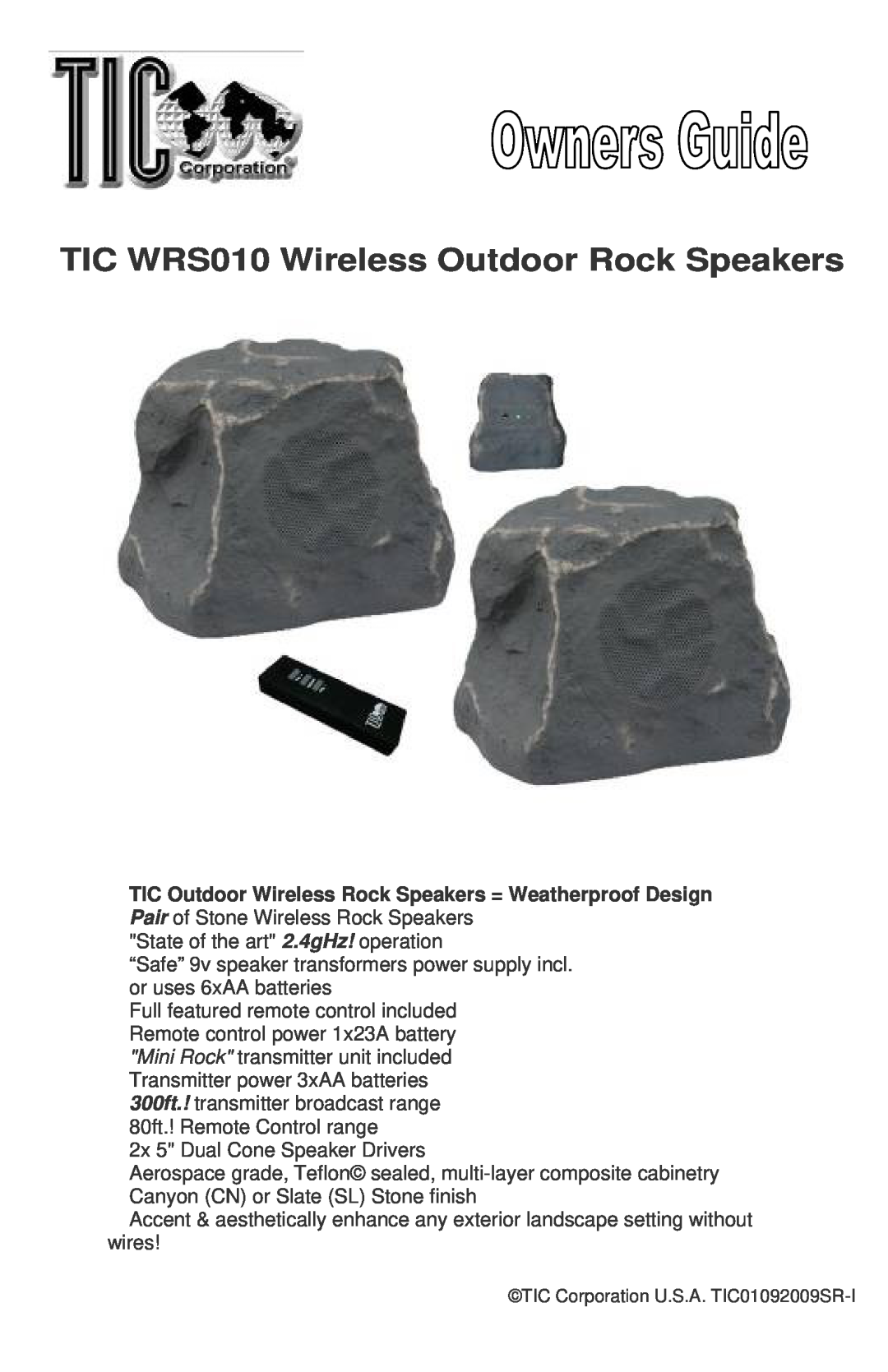 TIC manual TIC WRS010 Wireless Outdoor Rock Speakers 