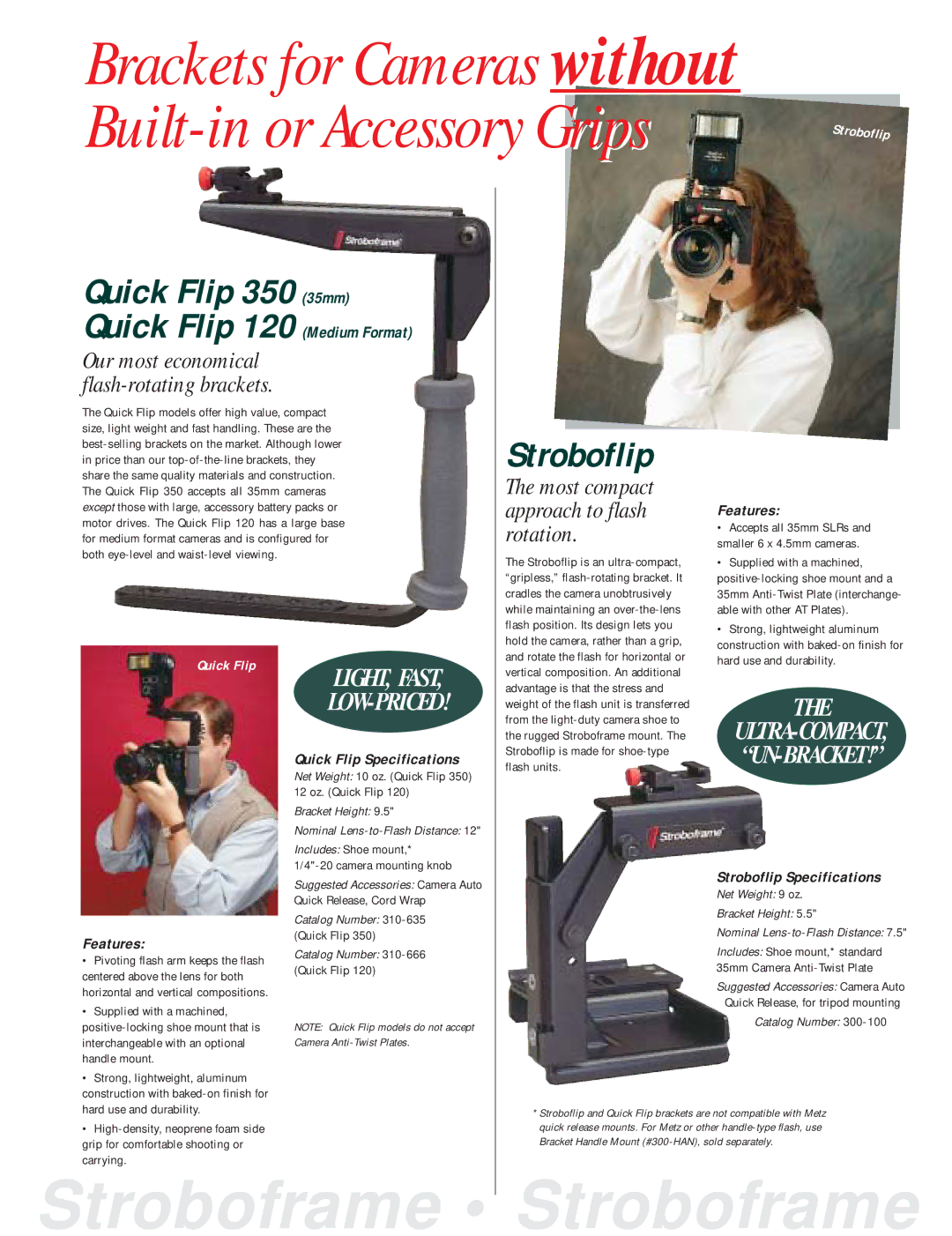 Tiffen specifications Quick Flip 350 35mm Quick Flip 120 Medium Format, Stroboflip 