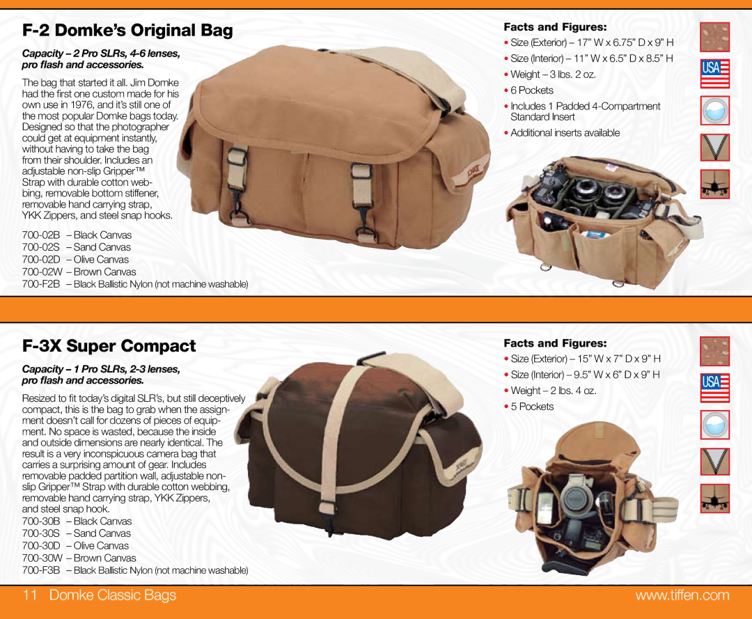 Tiffen manual Domke’s Original Bag, 3X Super Compact 