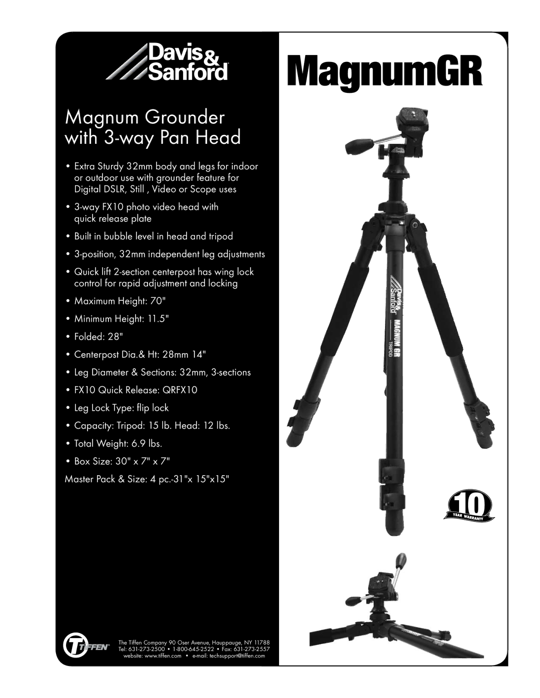 Tiffen MagnumGR manual Magnum Grounder with 3-way Pan Head 