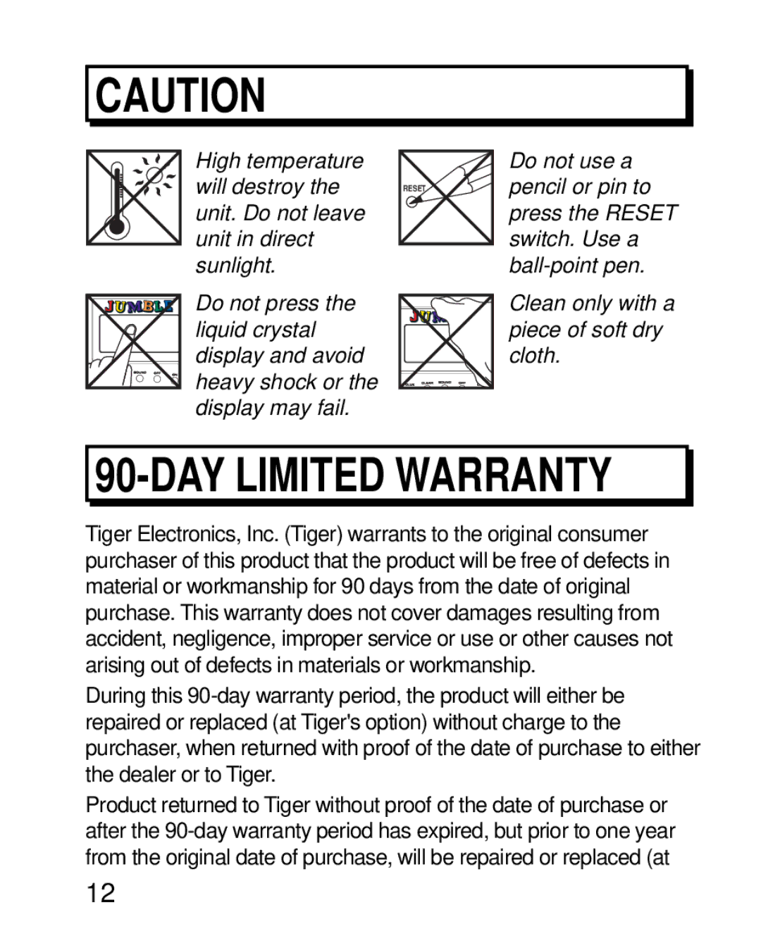 Tiger 07-010 manual DAY Limited Warranty 