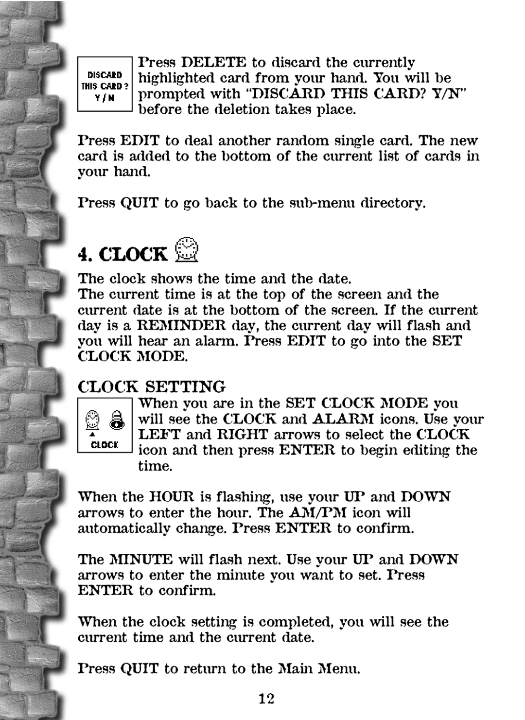 Tiger 36284 manual Clock Setting 