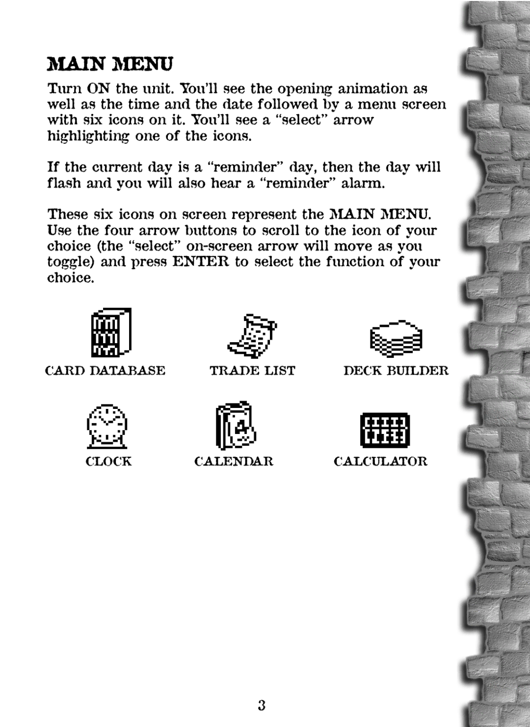 Tiger 36284 manual Main Menu 