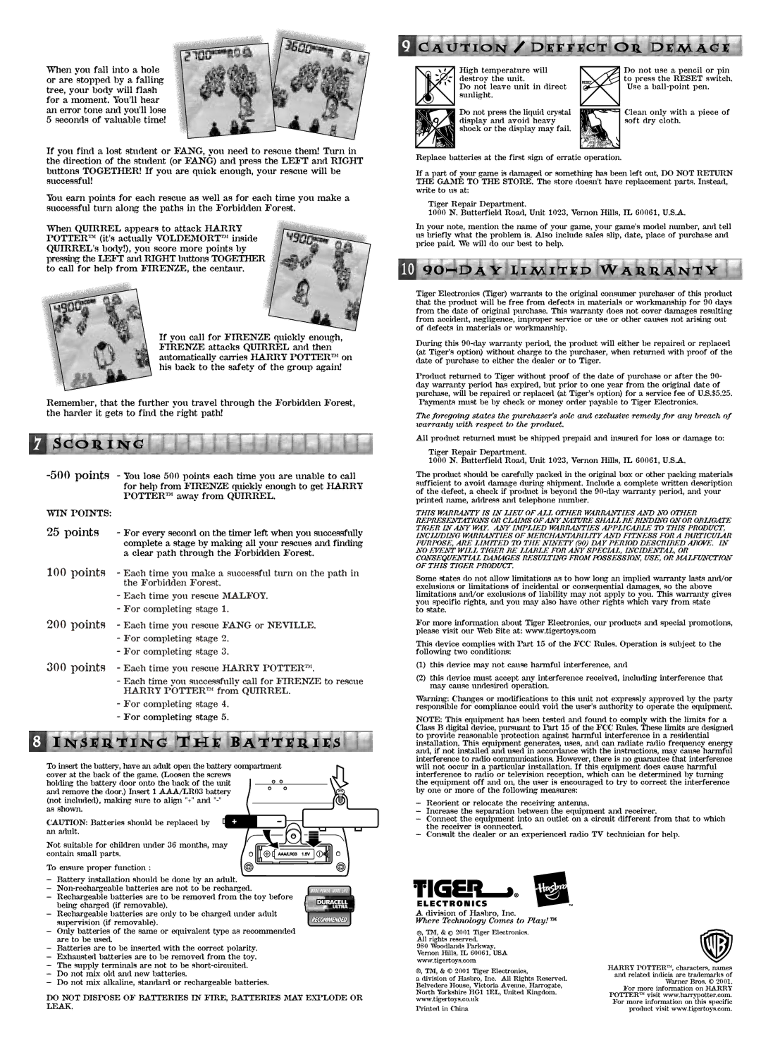 Tiger 36287 manual Scoring, Inserting The Batteries, WIN Points 