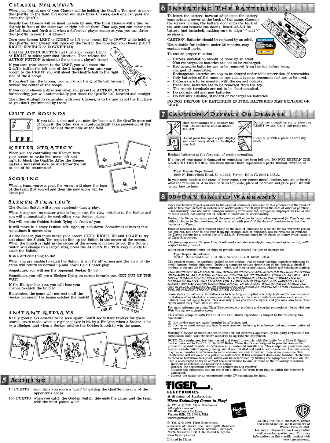 Tiger 36289 manual Scoring, Inserting The Batteries 