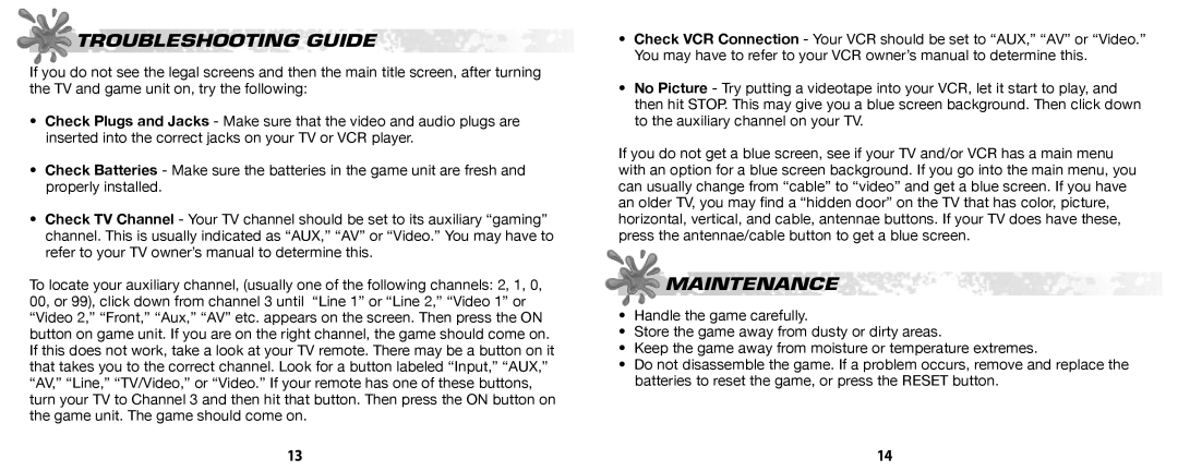 Tiger 42792 manual Troubleshooting Guide, Maintenance 