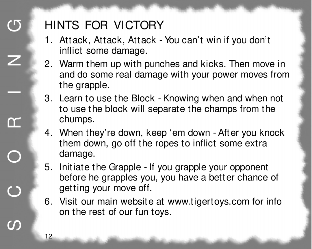 Tiger 60-053 manual O R I N G, Hints for Victory 