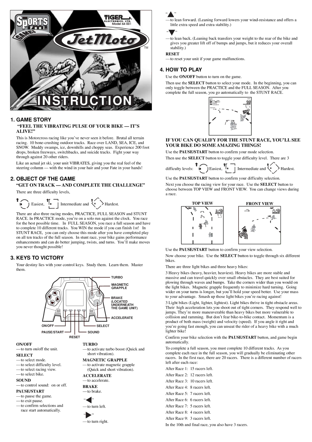 Tiger 64-001 manual Game Story, Object of the Game, Keys to Victory, HOW to Play 