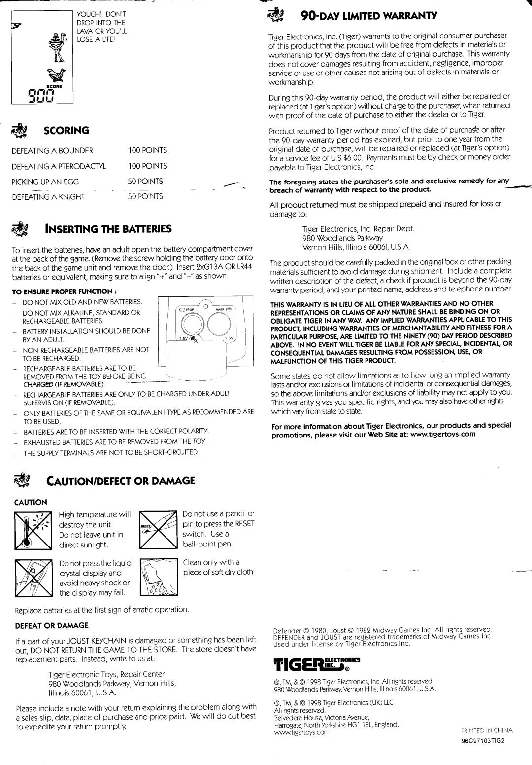 Tiger 65-123 manual 