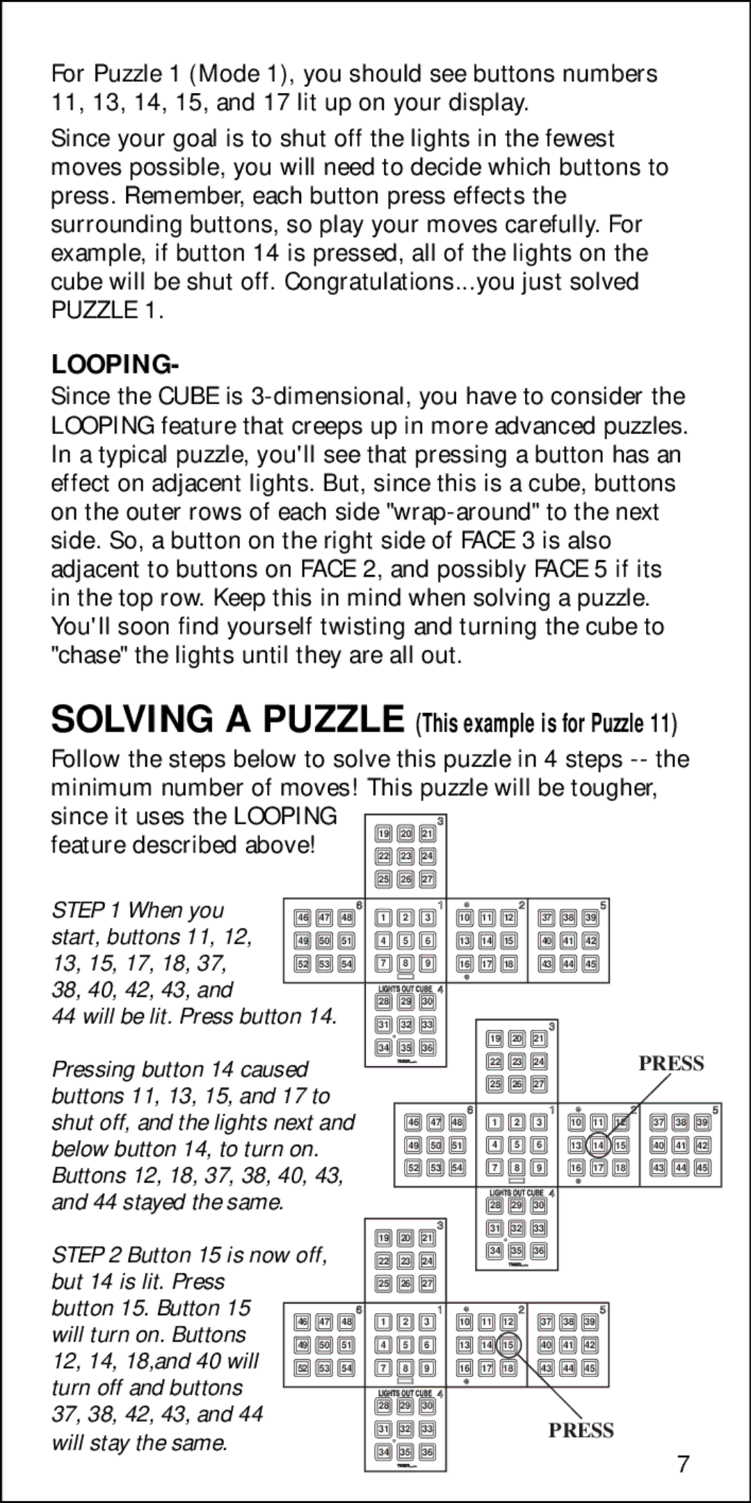 Tiger 7-592 quick start Looping, When you Start, buttons 11 13, 15, 17, 18 38, 40, 42, 43 