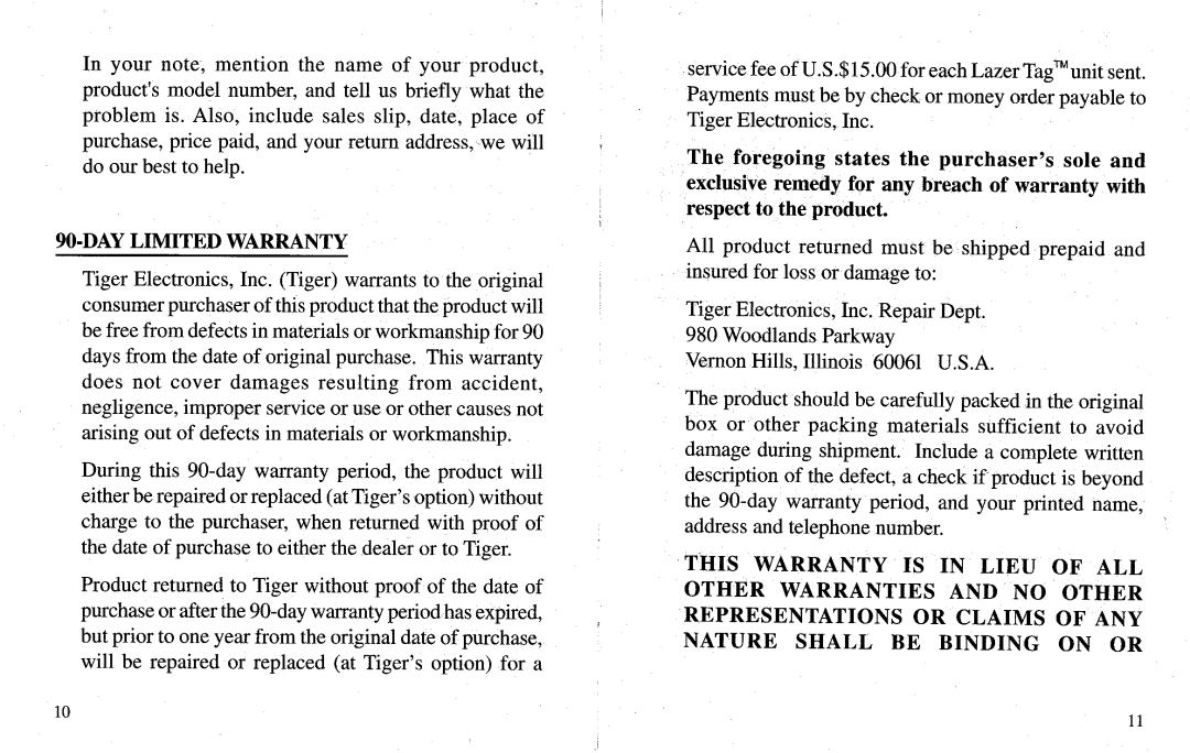 Tiger 7-930-4 manual 