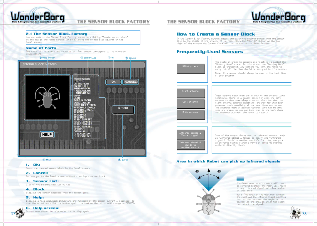 Tiger 70709 manual Sensor Block Factory, How to Create a Sensor Block, Frequently-Used Sensors 