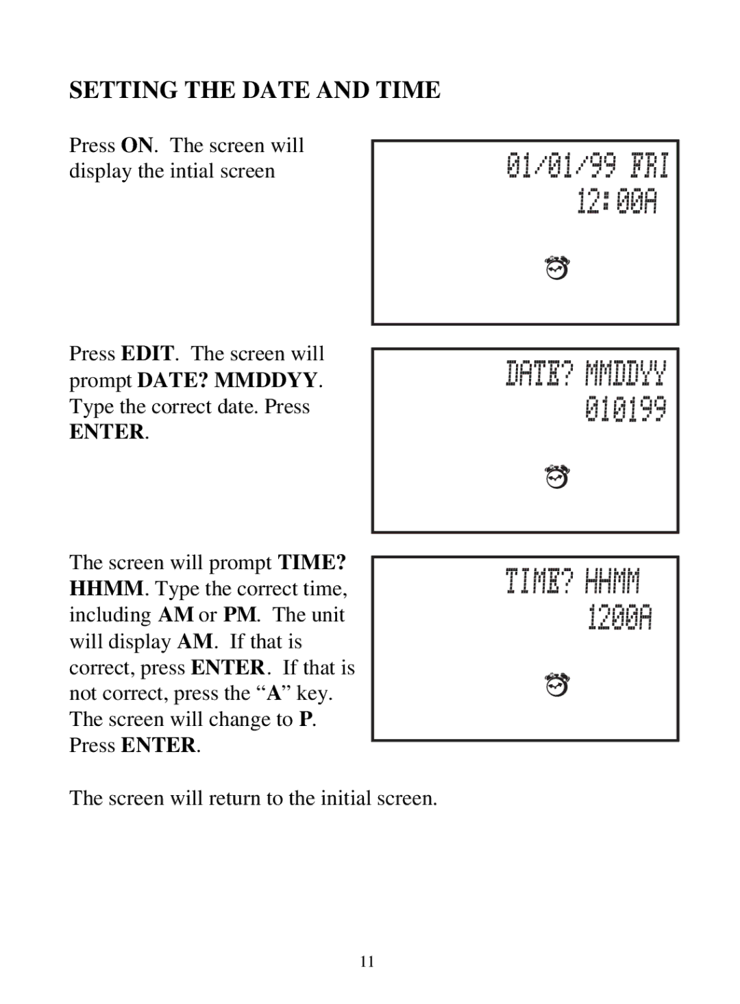 Tiger 71-555 warranty Setting the Date and Time, Enter 