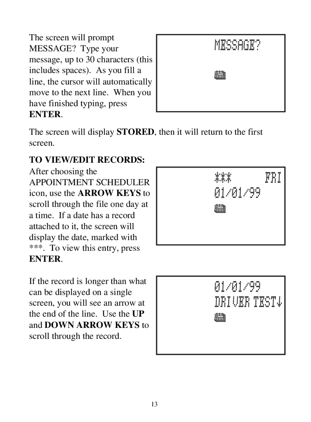 Tiger 71-555 warranty To VIEW/EDIT Records, After choosing, To view this entry, press 