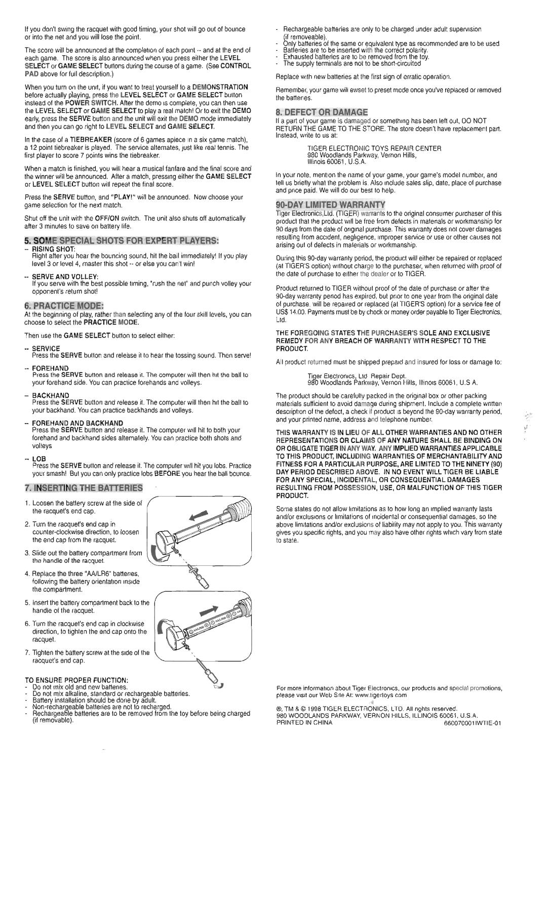 Tiger 86-007 manual 