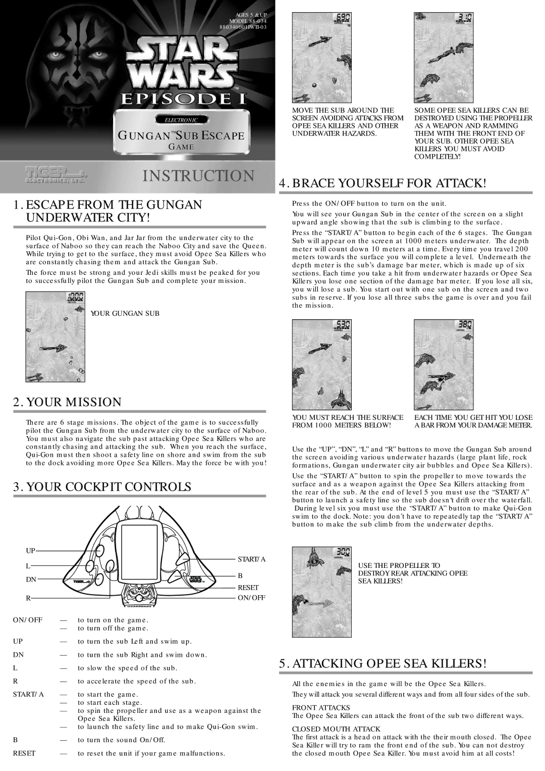 Tiger 88-034 manual Brace Yourself for Attack, Your Mission, Your Cockpit Controls, Attacking Opee SEA Killers 