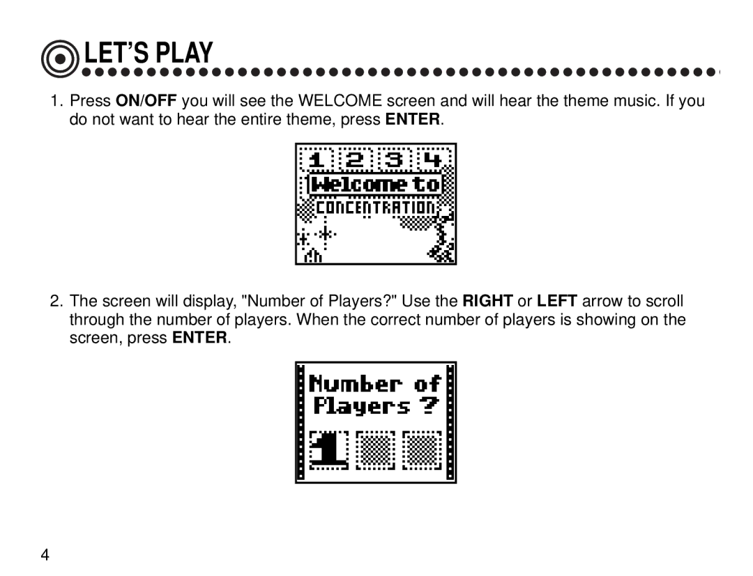 Tiger Electronic Game manual LET’S Play 