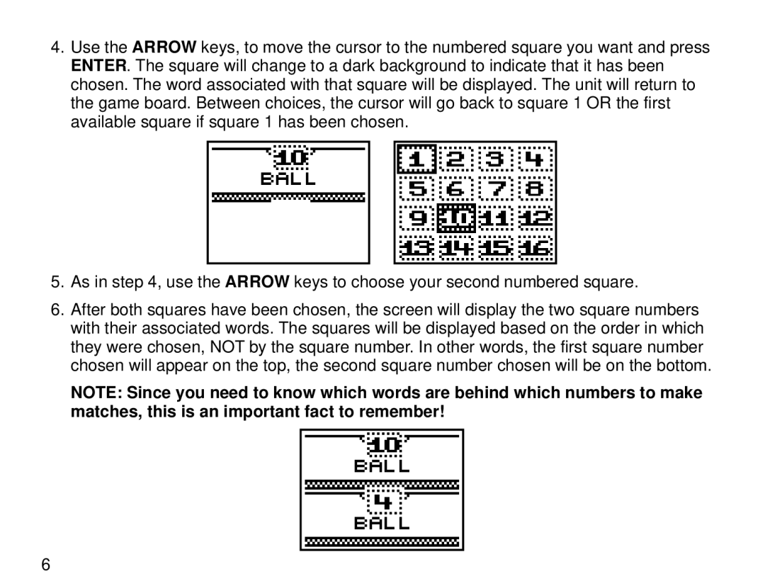 Tiger Electronic Game manual 