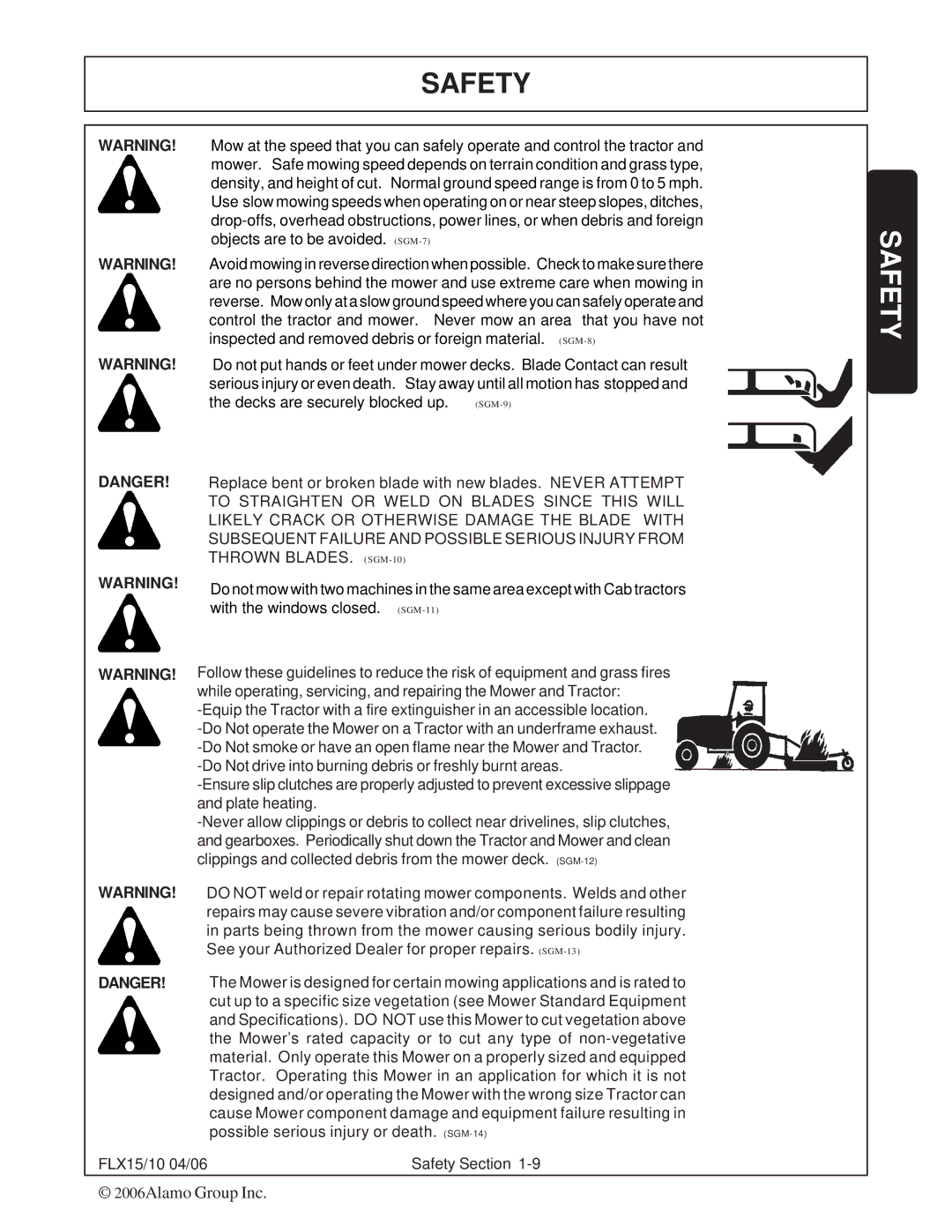 Tiger FLX15, FLX10 manual Safety 