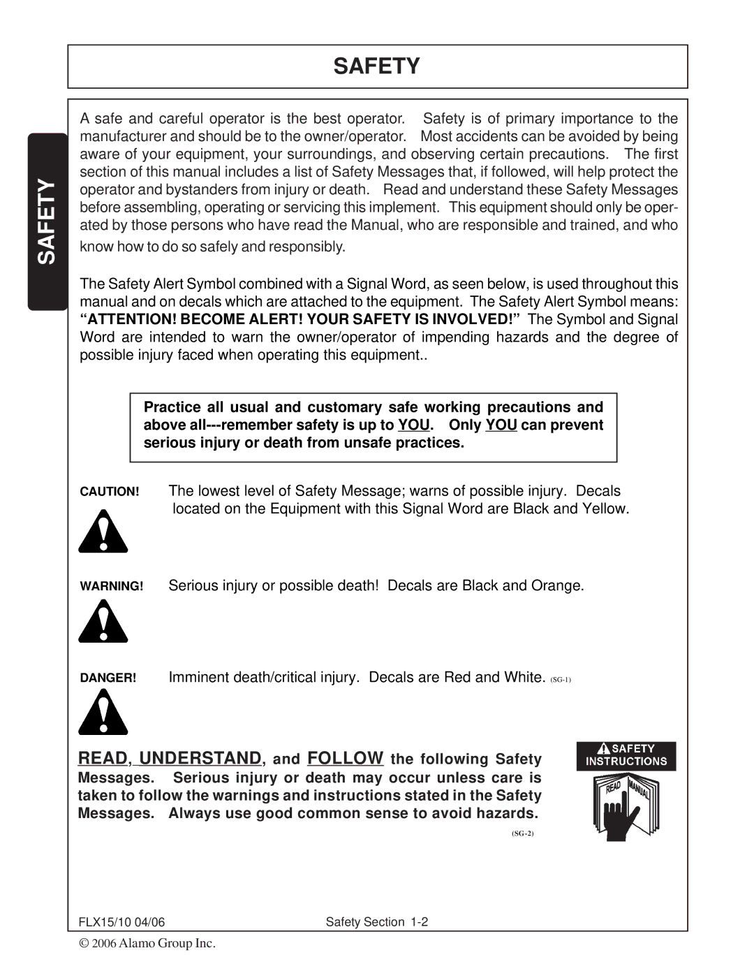 Tiger FLX10, FLX15 manual Safety 