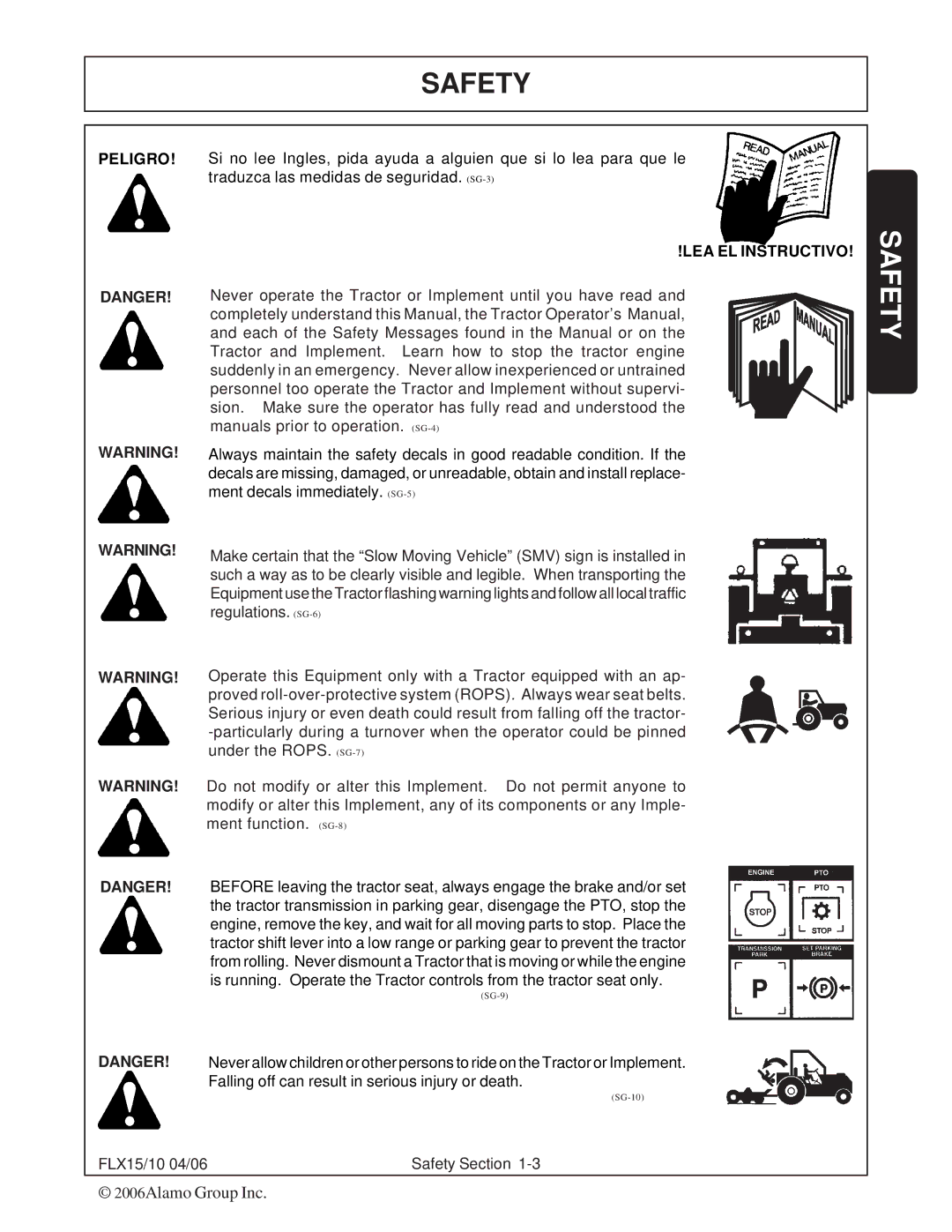 Tiger FLX15, FLX10 manual 2006Alamo Group Inc 