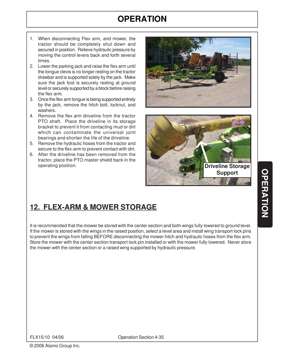 Tiger FLX15, FLX10 manual FLEX-ARM & Mower Storage 