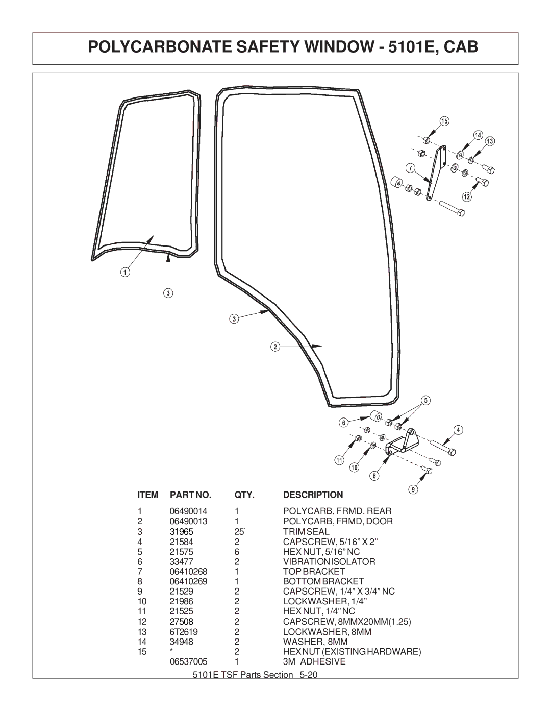 Tiger JD 5083E, JD 5101E, JD 5093E manual Polycarbonate Safety Window 5101E, CAB 