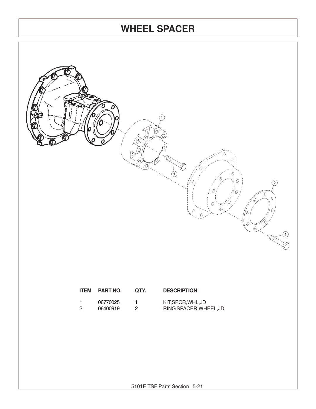 Tiger JD 5101E, JD 5083E, JD 5093E manual Wheel Spacer 