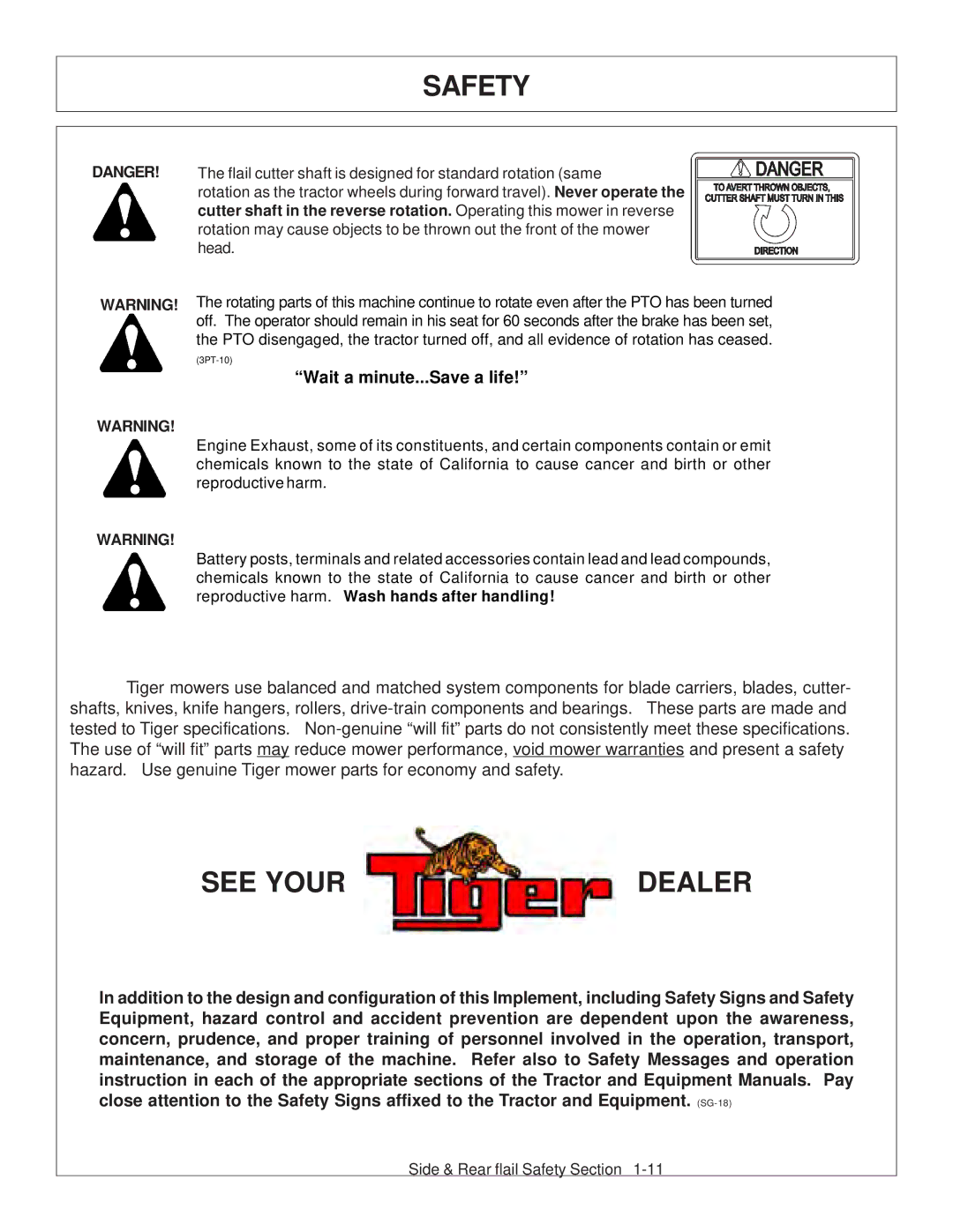 Tiger JD 5083E, JD 5101E, JD 5093E manual See Your Dealer, Wait a minute...Save a life 