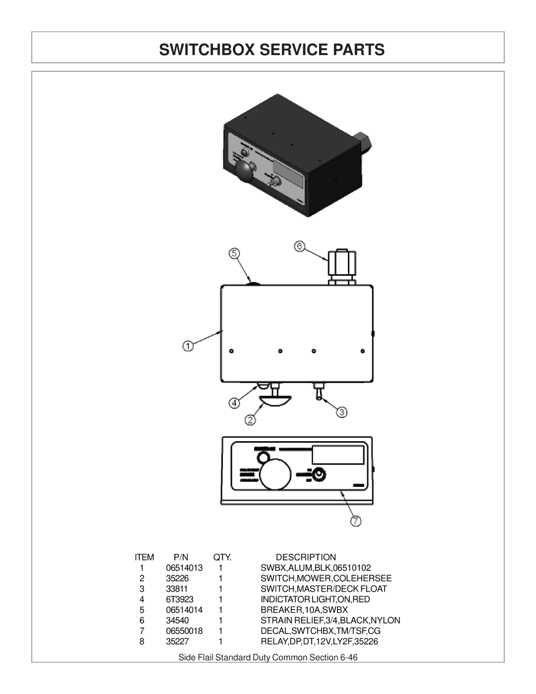 Tiger JD 5083E, JD 5101E, JD 5093E manual Switchbox Service Parts 