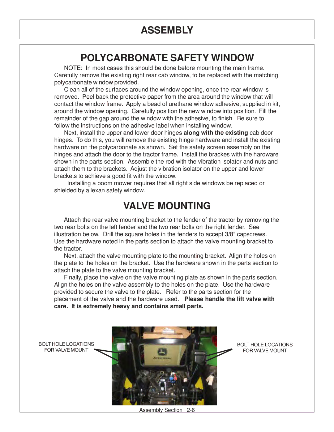 Tiger JD 5083E, JD 5101E, JD 5093E manual Assembly Polycarbonate Safety Window, Valve Mounting 