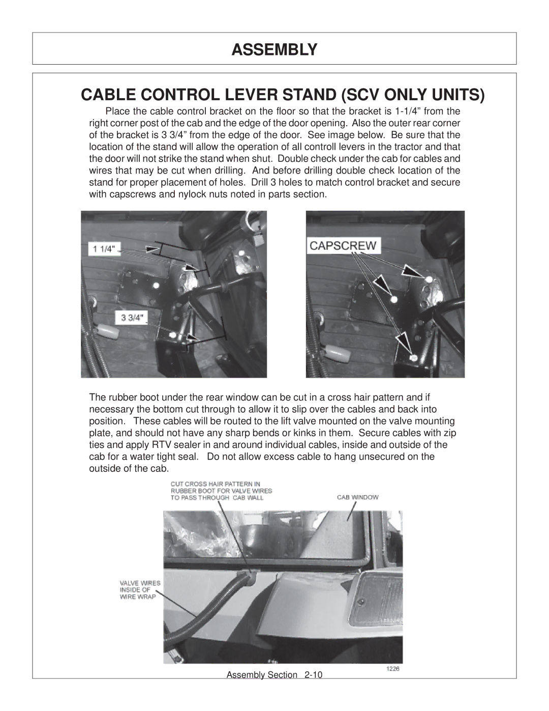 Tiger JD 5101E, JD 5083E, JD 5093E manual Assembly Cable Control Lever Stand SCV only Units 